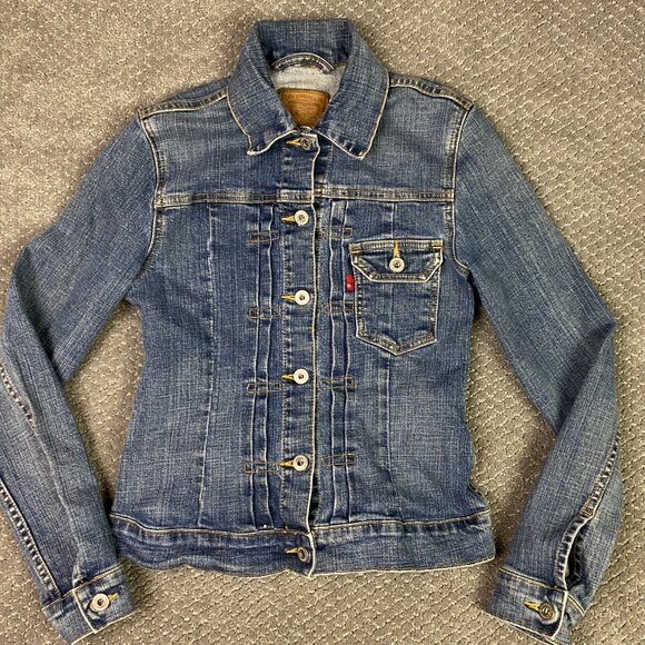 Vintage Levi's Jean Jacket Women's Small Blue Cotton Made in USA Denim Trucker - Picture 1 of 16